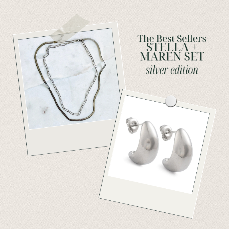 STELLA NECKLACE + MAREN EARRINGS SET (silver edition)