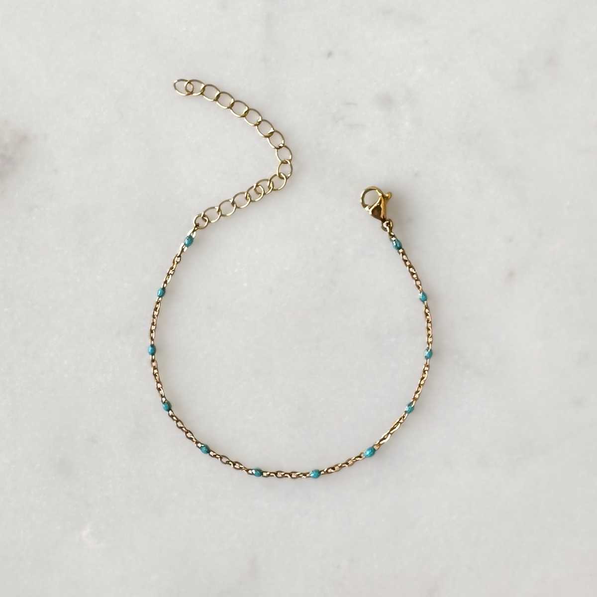 Teal Enamel Bracelet | Kids Dainty Chain Bracelet