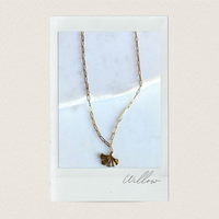 WILLOW | Paperclip Chain Necklace with Shell & Leaf Pendant