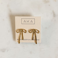 Golden Bow Statement Stud Earrings