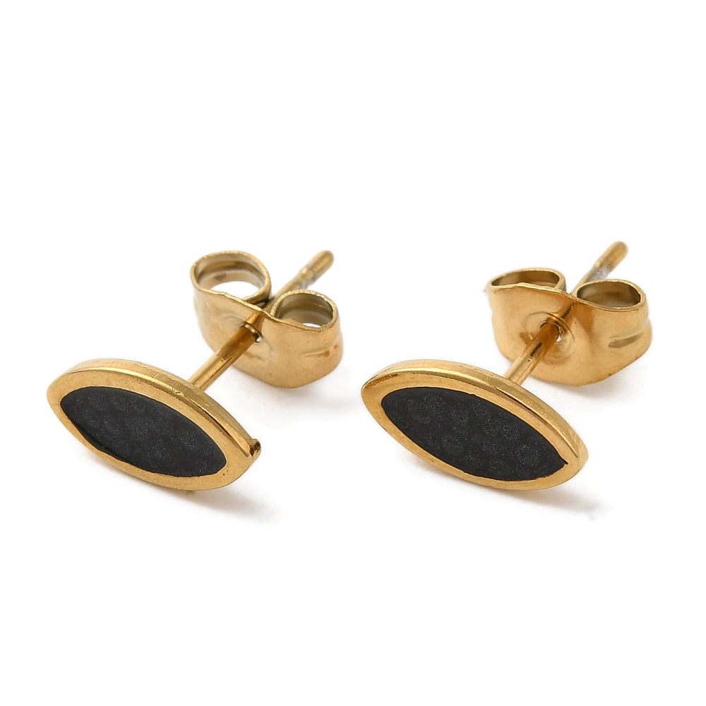 Black Horse Eye Stud Earrings
