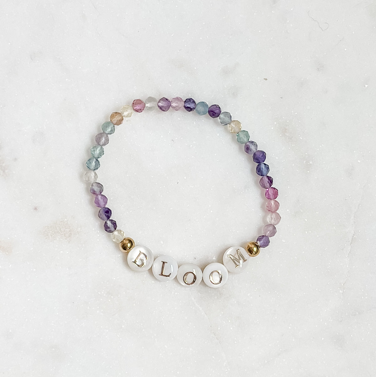 BLOOM | Shimmer Shell and Fluorite Beaded Bracelet