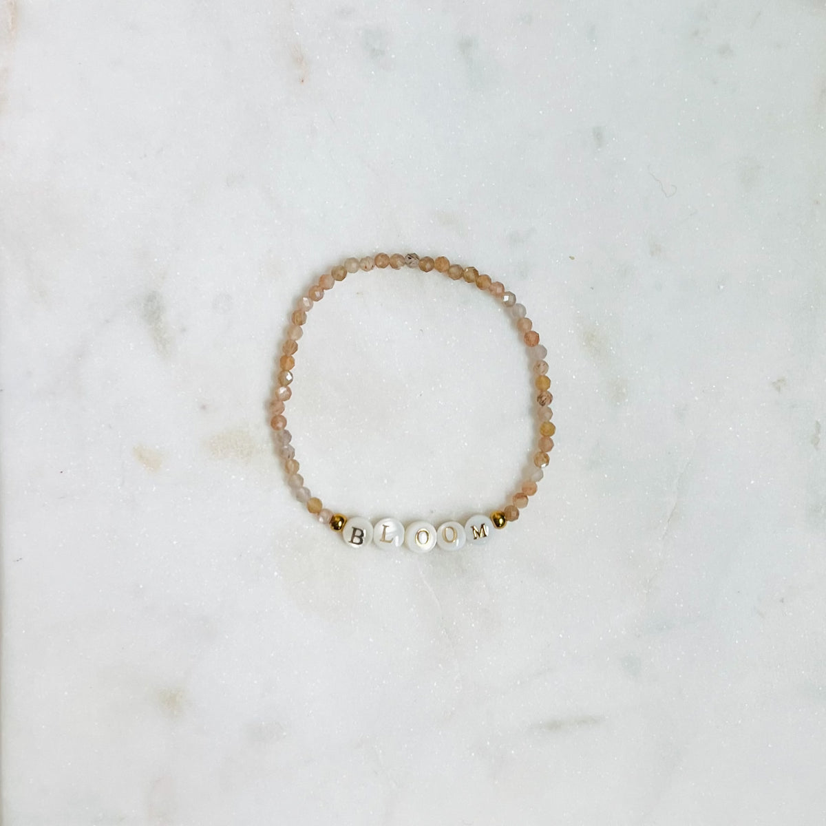 BLOOM | Shimmer Shell and Sunstone Beaded Bracelet