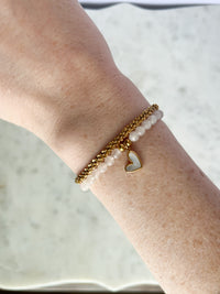 MILA | Shell Heart Rose Quartz Beaded Bracelet