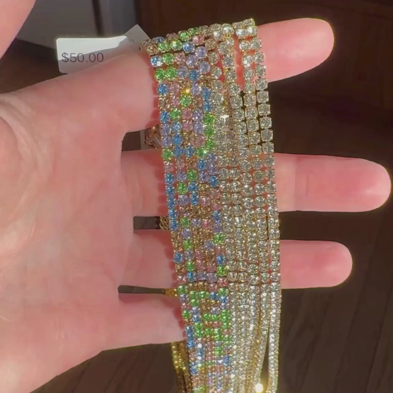 Iris | Rhinestone Chain Necklace (Classic or Colourful)