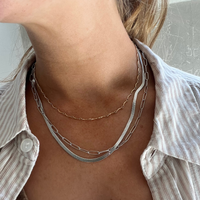 STELLA NECKLACE + ARDEN HOOP EARRING SET (silver edition)