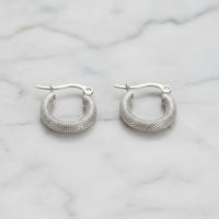 ARDEN | Silver Waterproof Textured Hoops