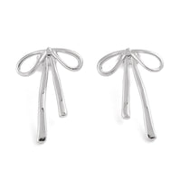 Silver Bow Statement Stud Earrings