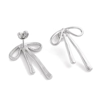 Silver Bow Statement Stud Earrings