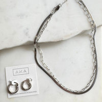 STELLA NECKLACE + ARDEN HOOP EARRING SET (silver edition)