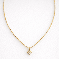 Tiny CZ Clover Necklace Adjustable