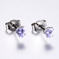 Purple Heart CZ Stud Earrings