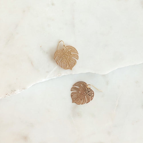 Monstera Filigree Dangle Earrings