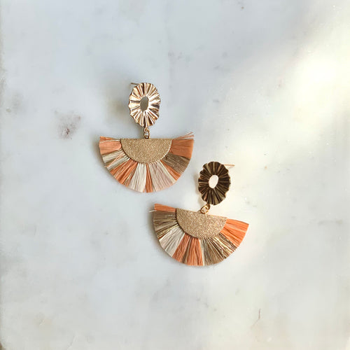 RAFFIA Statement Earrings - Peach