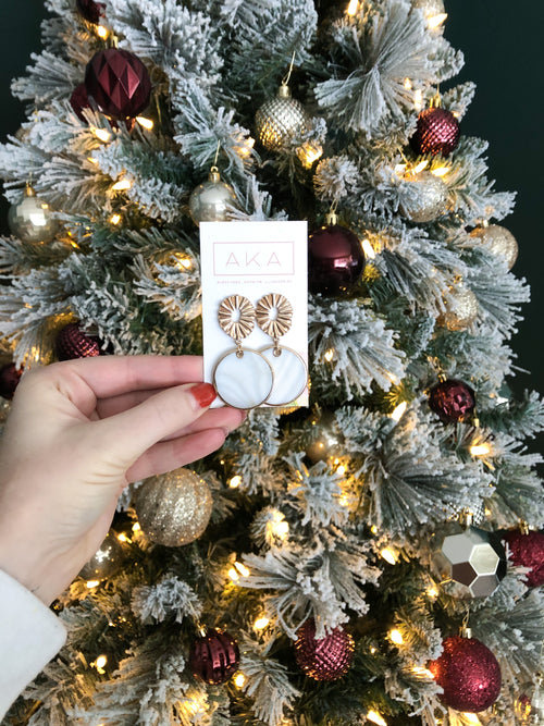 White Shell Statement Earrings