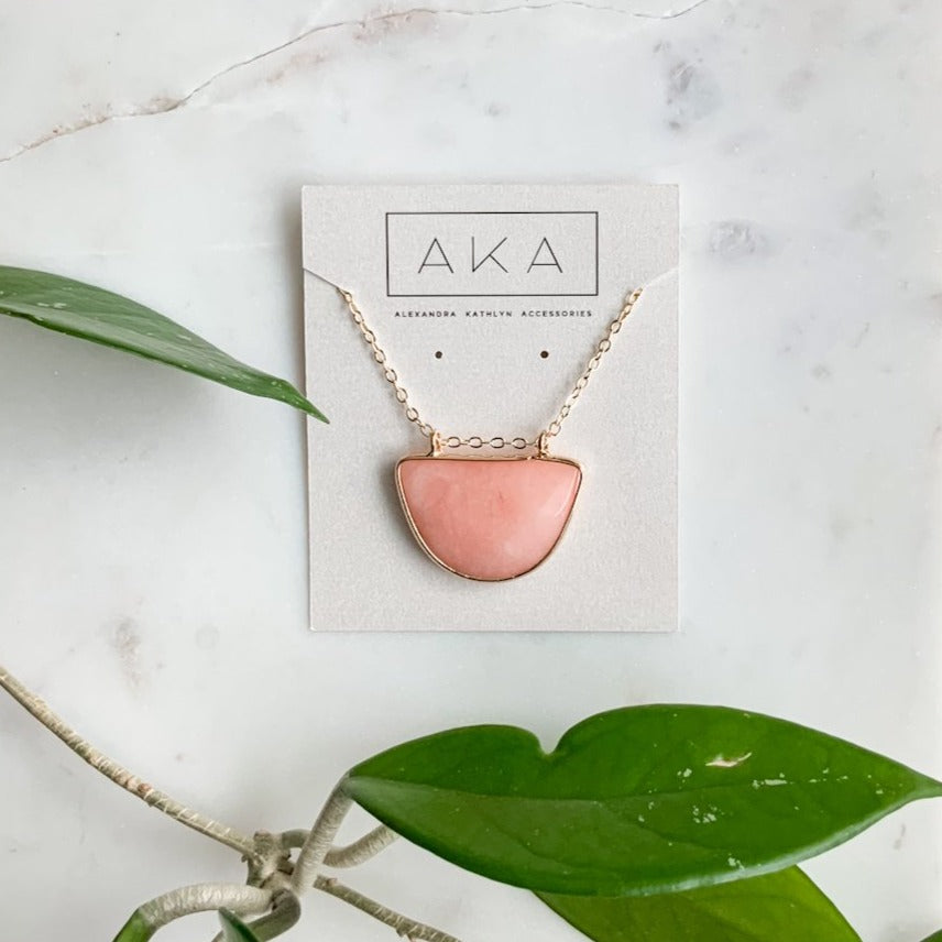The Arc Necklace - Coral Jade