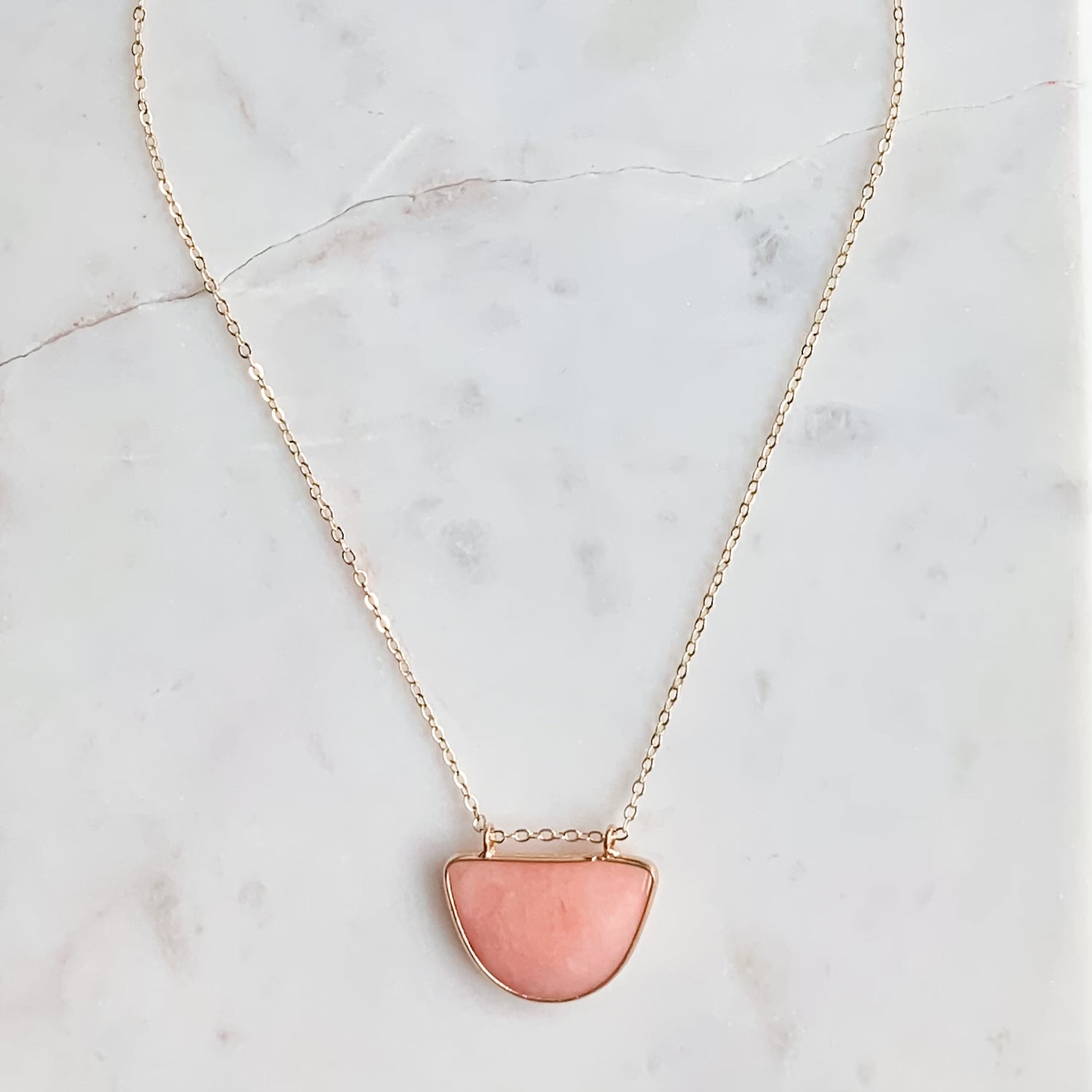 The Arc Necklace - Coral Jade