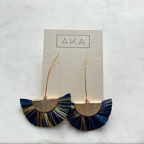 RAFFIA Earrings - Navy