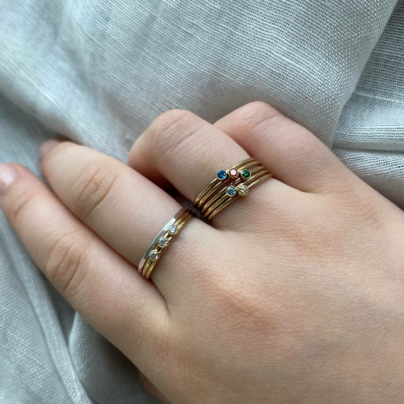 Gold Filled Birthstone Stacking Rings [PRE ORDER]