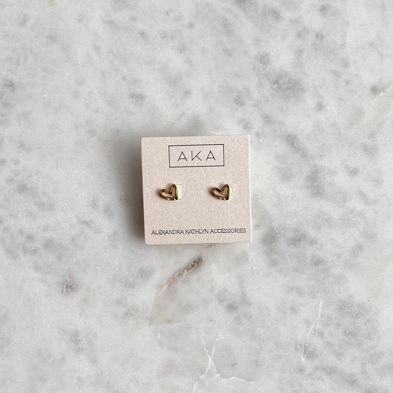 Esme Gold Heart Stud Earrings - Minis