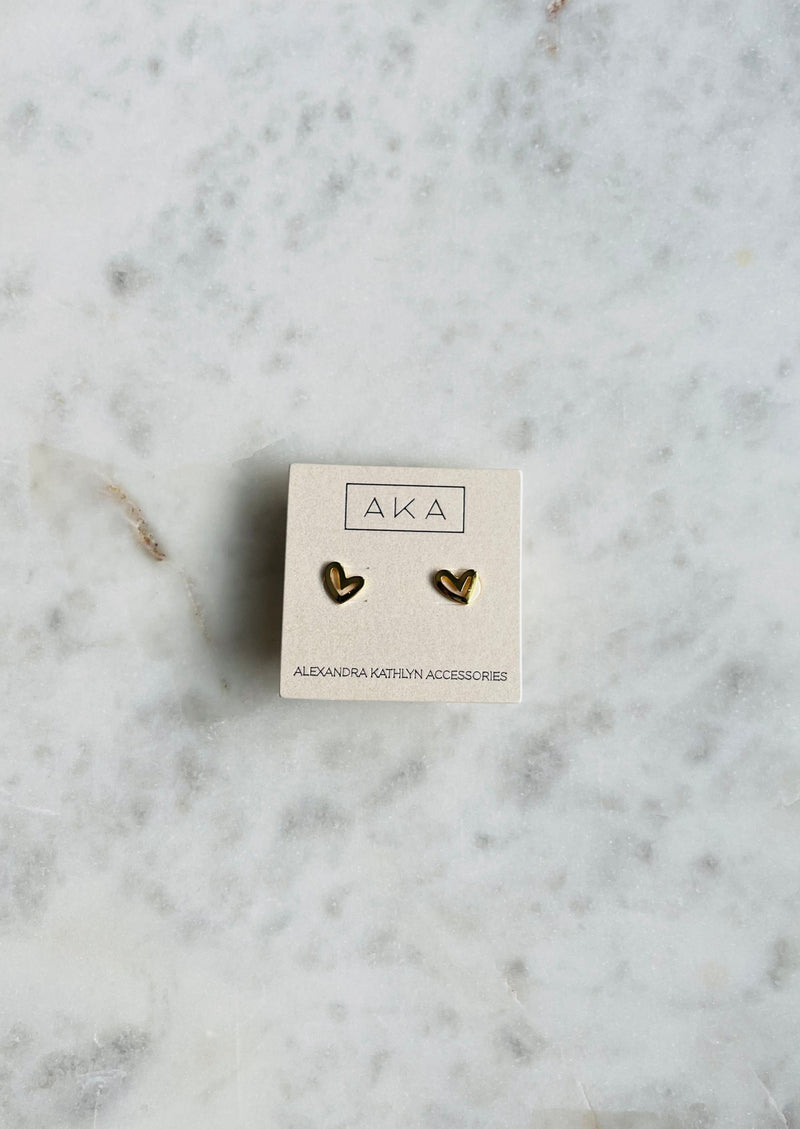 Esme Gold Heart Stud Earrings - Minis