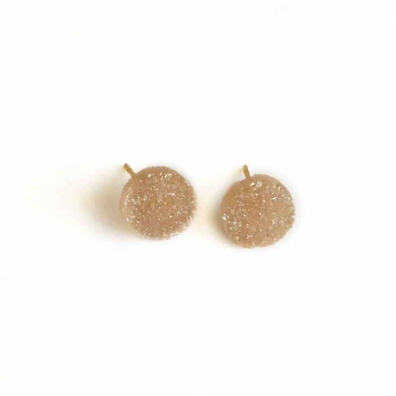 Small Druzy Stud Earrings - Champagne