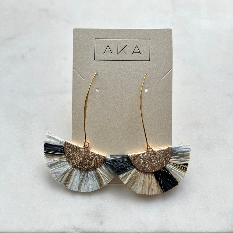RAFFIA Earrings - Cream & Black
