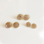 Small Druzy Stud Earrings - Champagne