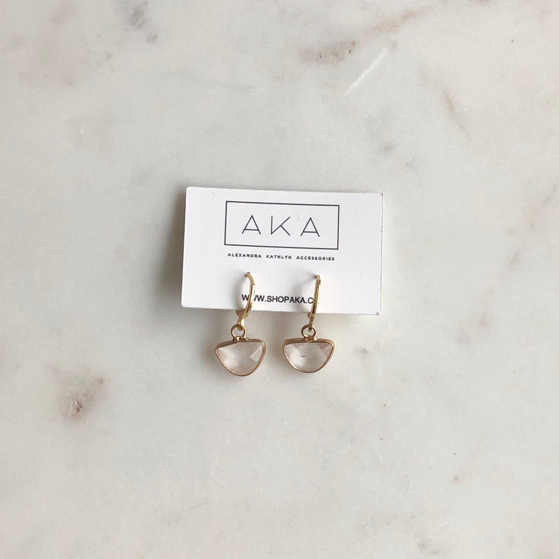 Gem Huggie Earrings - Clear Quartz
