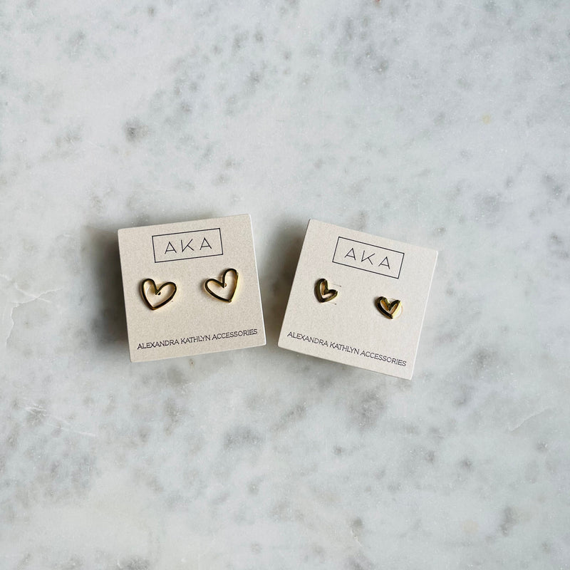 Esme Gold Heart Stud Earrings - Minis