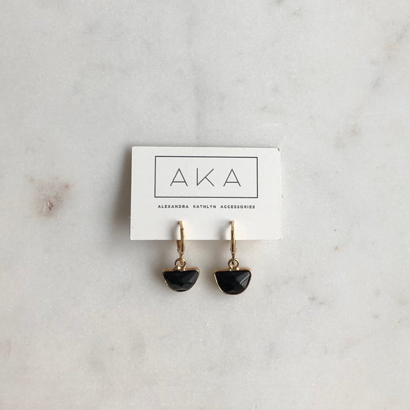 Gem Huggie Earrings - Onyx
