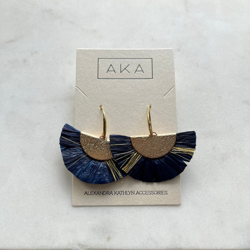 RAFFIA Earrings - Navy