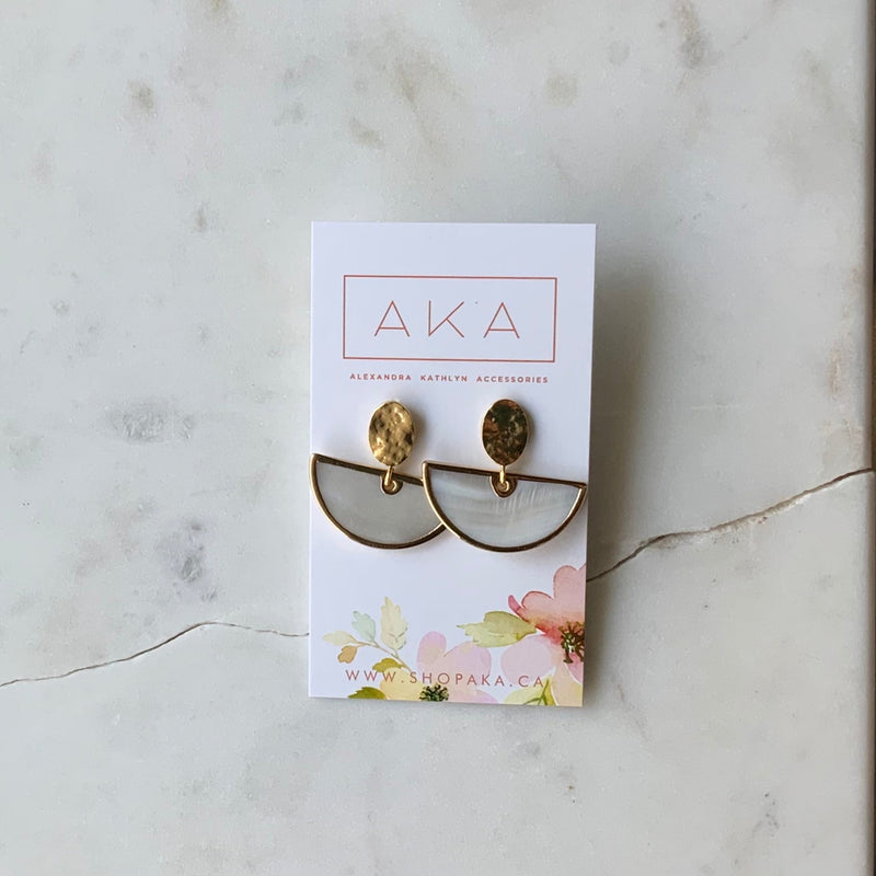 White Shell Arc Dangle Earrings