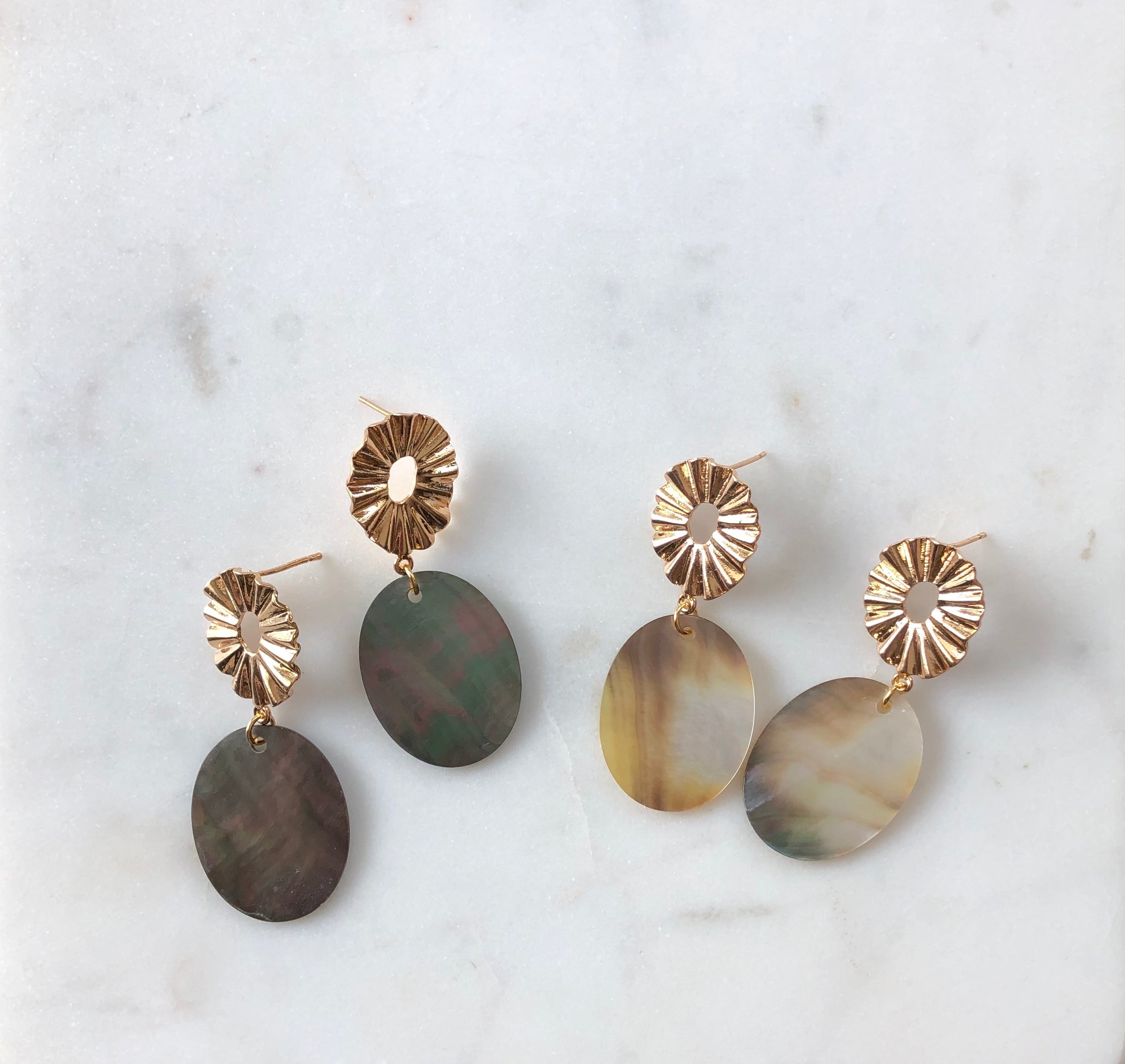 ELARA | Black Shell Statement Earrings