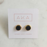 Small Druzy Stud Earrings - Black
