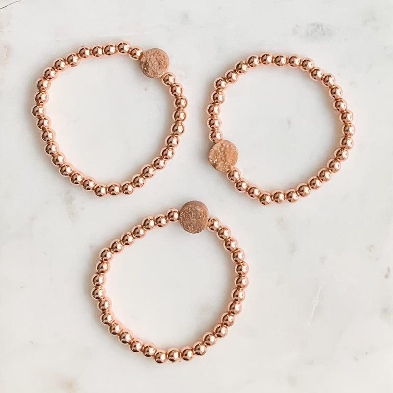 Rose Gold Hematite Druzy Diffuser Bracelet