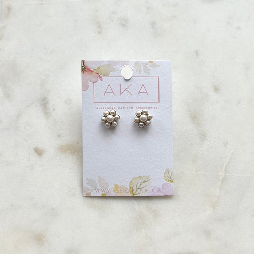 Pearl Flower Stud Earrings