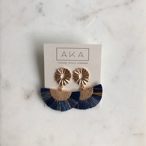 RAFFIA Statement Earrings - Royal Blue