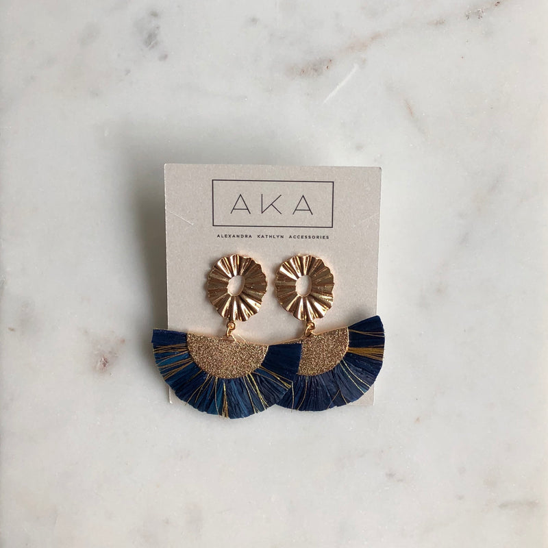 RAFFIA Statement Earrings - Royal Blue