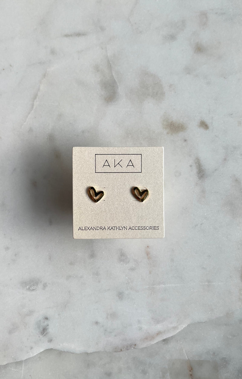 Esme Gold Heart Stud Earrings - Minis