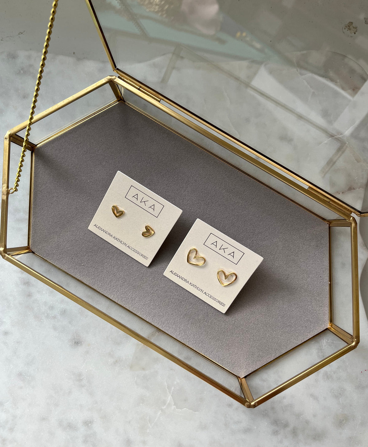 Esme Gold Heart Stud Earrings - Minis