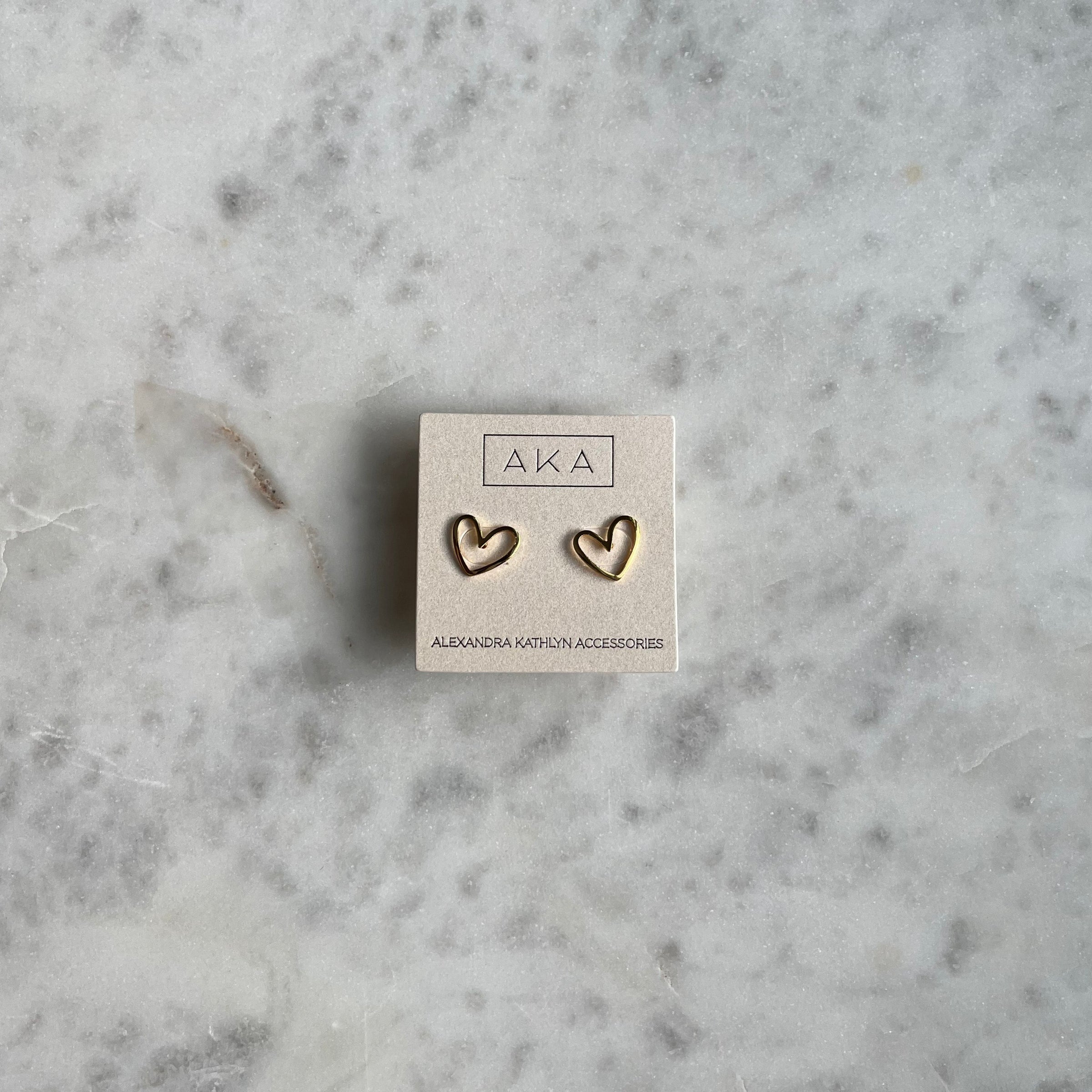 Esme Gold Heart Stud Earrings